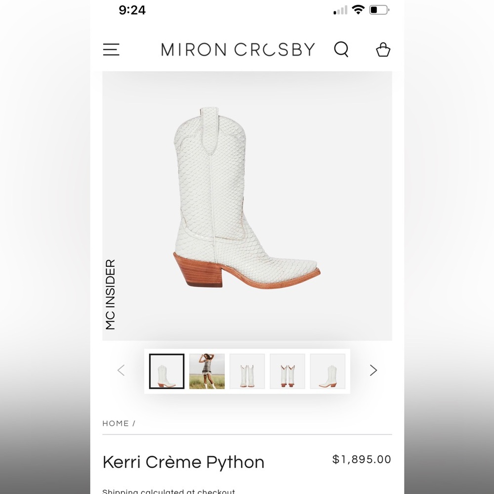 Miron Crosby White Python Boots 7.5
